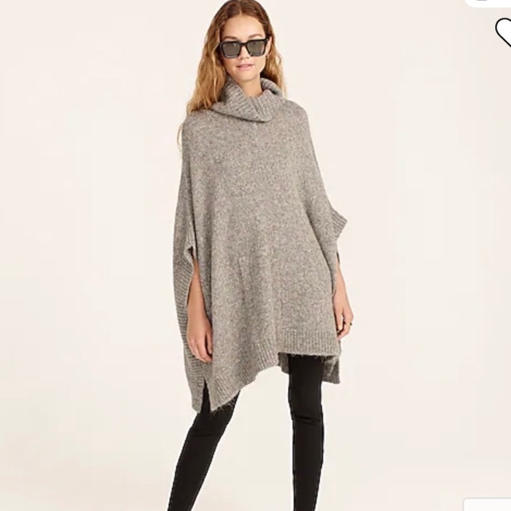 J. Crew Heather Gray Turtleneck Poncho wool and alpaca xs/small
